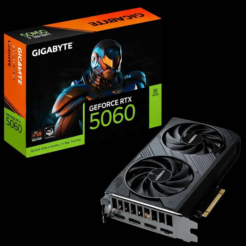 GIGABYTE GeForce RTX 5060 WINDFORCE OC 8G Carte Graphique - 8GB GDDR7, 128bit, PCI-E 5.0, 2512 MHz Fréquence du cœur, 3 x DisplayPort, 1 x HDMI, GV-N5060WF2OC-8GD