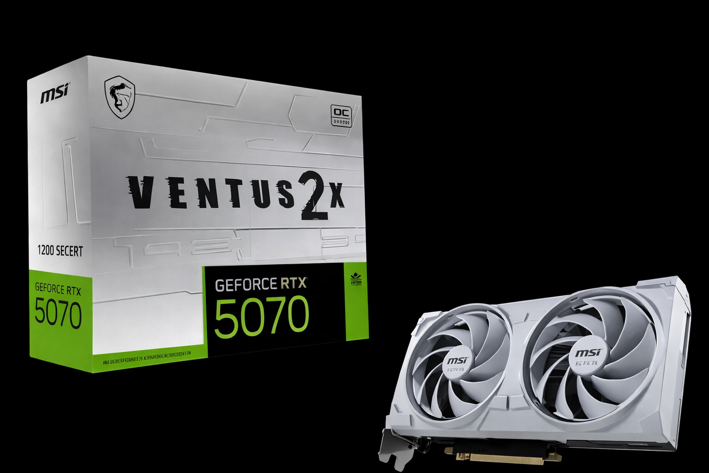 MSI NVIDIA GeForce RTX 5070 12G Ventus 2X OC Carte Graphique - 12 Go GDDR7 (28 GB/s /192 Bits), PCIe 5.0 - Double Ventilateur (2X Ventilateurs TORX 5.0), HDMI 2.1b, DisplayPort 2.1b, SFF Ready