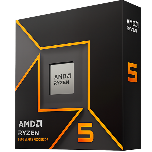 AMD Ryzen 5 9600X Processeur (Radeon Graphique Intégré, 6 Coeurs/12 Threads, 65W TDP, Socket AM5, Cache 38Mo, jusqu'à 5.4 GHz Fréquence Boost, Pas de Ventilateur)