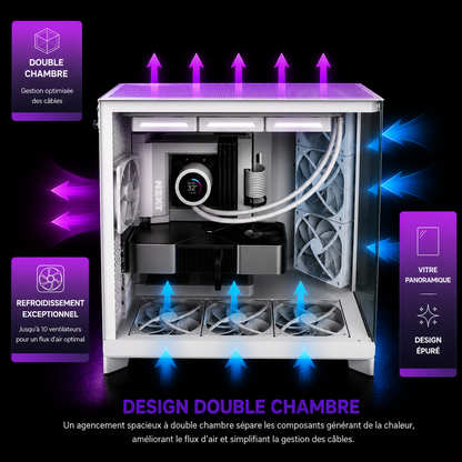 NZXT H9 Flow (2025) — Boîtier Moyen ATX Double Chambre Airflow