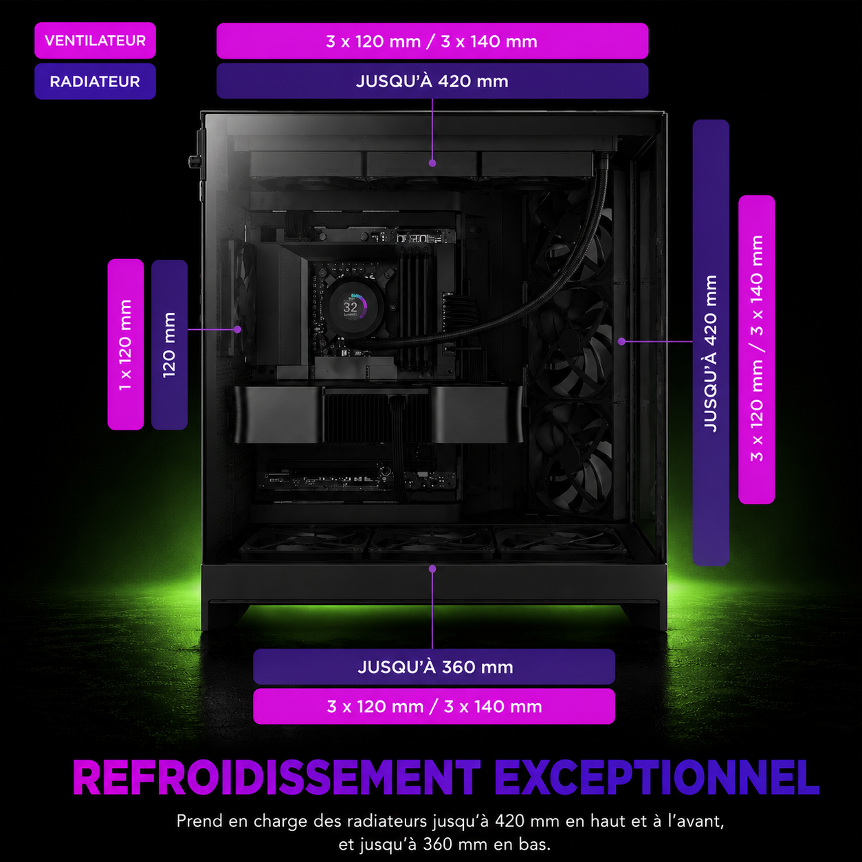 NZXT H9 Flow (2025) — Boîtier Moyen ATX Double Chambre Airflow