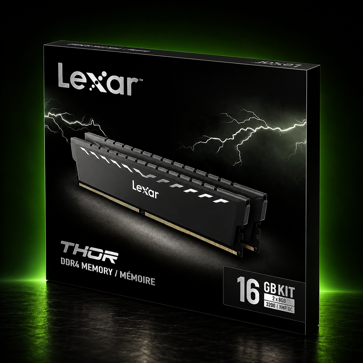 Kit Barrettes mémoire 16Go (2x8Go) DIMM DDR4 Lexar Thor 3200Mhz (Noir)