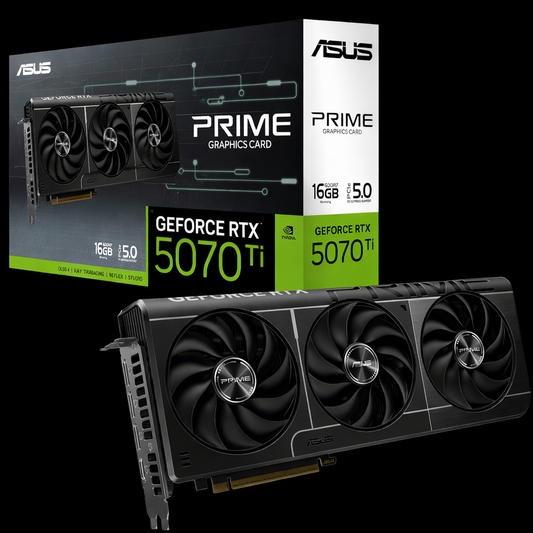 ASUS Prime GeForce RTX 5070 Ti OC 16G GDDR7 Graphics Card - PCIe 5.0,2527MHz Boost Clock, 1 x HDMI 2.1b, 3 x DP 2.1b, 2.5-Slot, Axial-Tech Fans, Dual BIOS, SFF-Ready