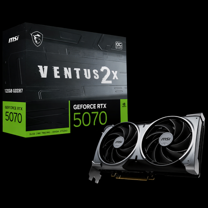 MSI NVIDIA GeForce RTX 5070 12G Ventus 2X OC Carte Graphique - 12 Go GDDR7 (28 GB/s /192 Bits), PCIe 5.0 - Double Ventilateur (2X Ventilateurs TORX 5.0), HDMI 2.1b, DisplayPort 2.1b, SFF Ready
