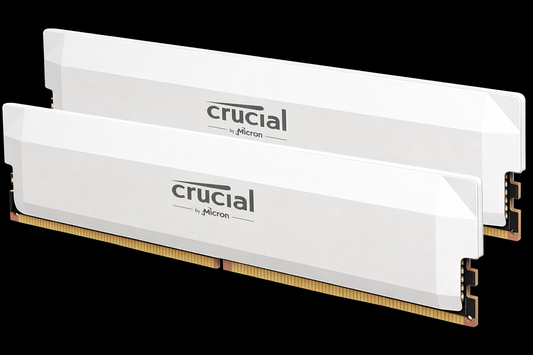 Crucial Pro RAM DDR5 32Go Kit (2x16Go) 6000MHz CL36, Overclocking Gaming, Intel XMP 3.0 / AMD Expo, PC Mémoire, Blanc - CP2K16G60C36U5W