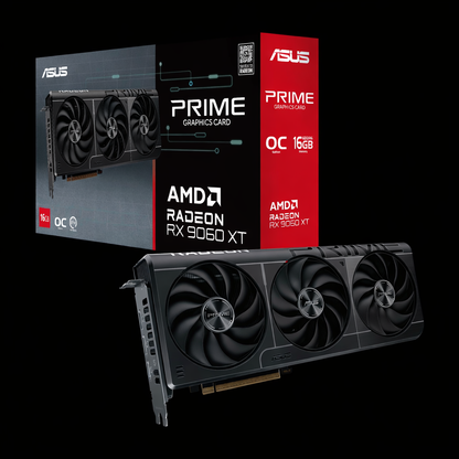 ASUS Prime Radeon RX 9060 XT 8GB GDDR6 OC Edition – Carte Graphique (PCIe 5.0, HDMI, DisplayPort 2.1, 2.5 Slot, Ventilateurs axiaux, revêtement Protecteur PCB, Dual BIOS, GPU Guard)